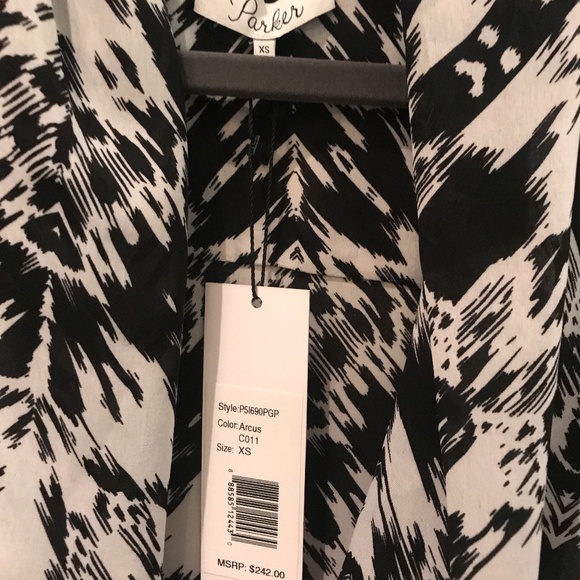 NWT - Parker Draped Surplice Neck Black Mini Dress - Picture 3 of 5